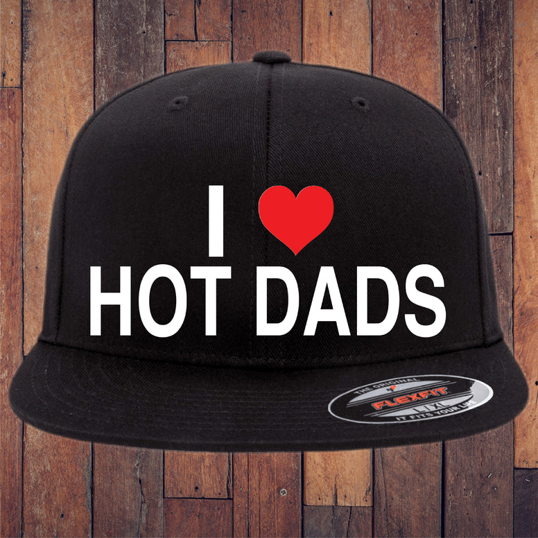 I Love Hot Dads Flexfit Hat